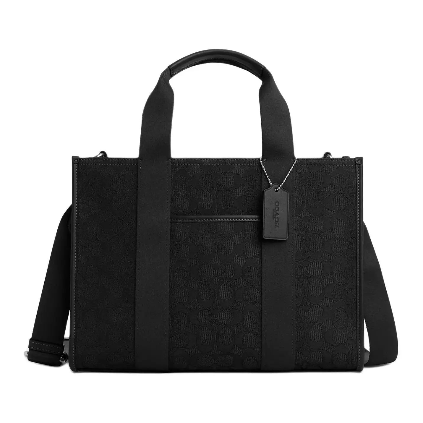 COACH Smith 34 Tote Bag for Women – Embroidered Logo, Adjustable Strap, Large Black Handbag