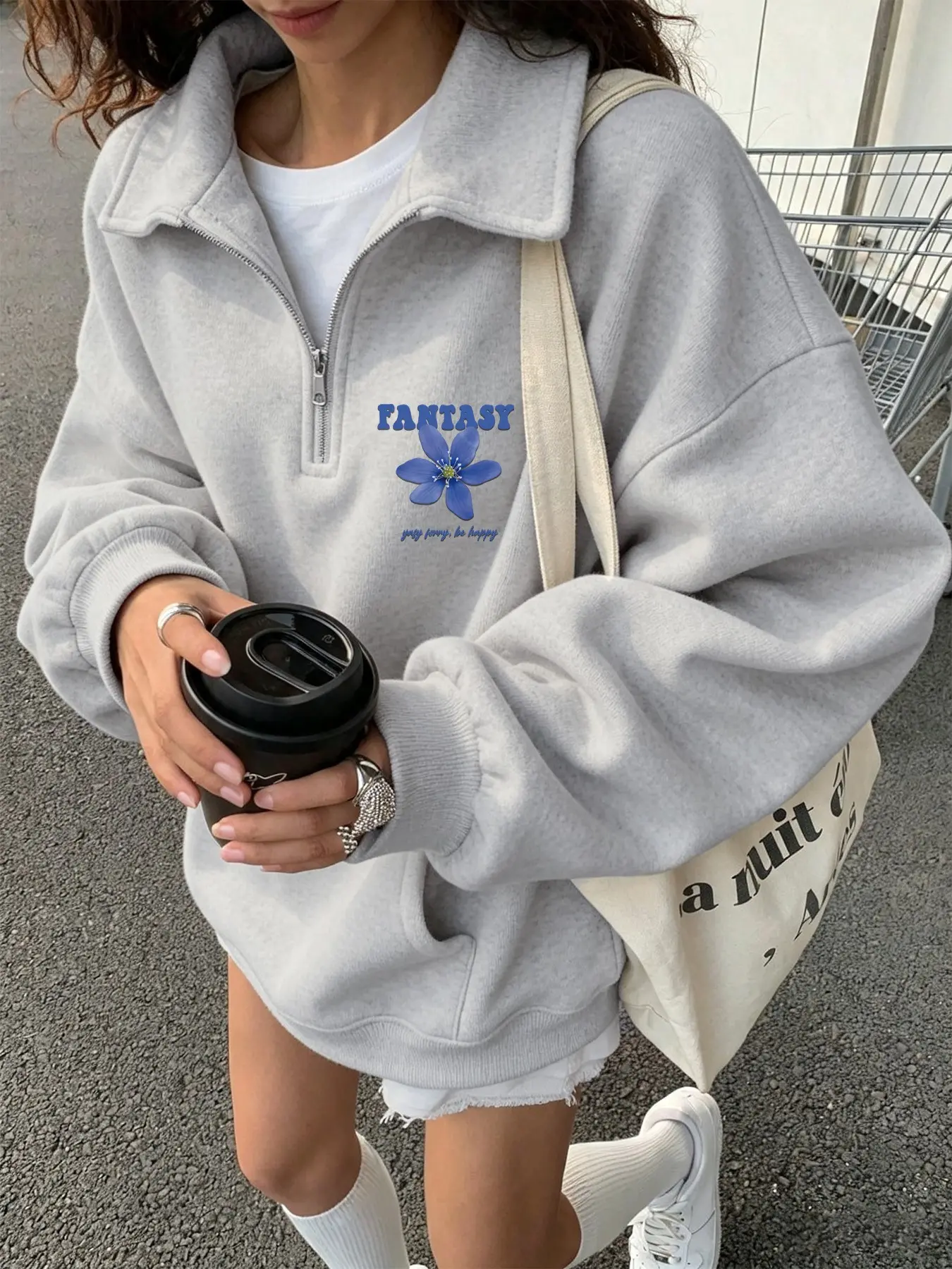 Girls' Fall Winter Half-Zip Long Sleeve Fleece Lined Loose Fit High Neck Sweatshirt, Unisex Fashion Jacket, Comfortable Travel Wear