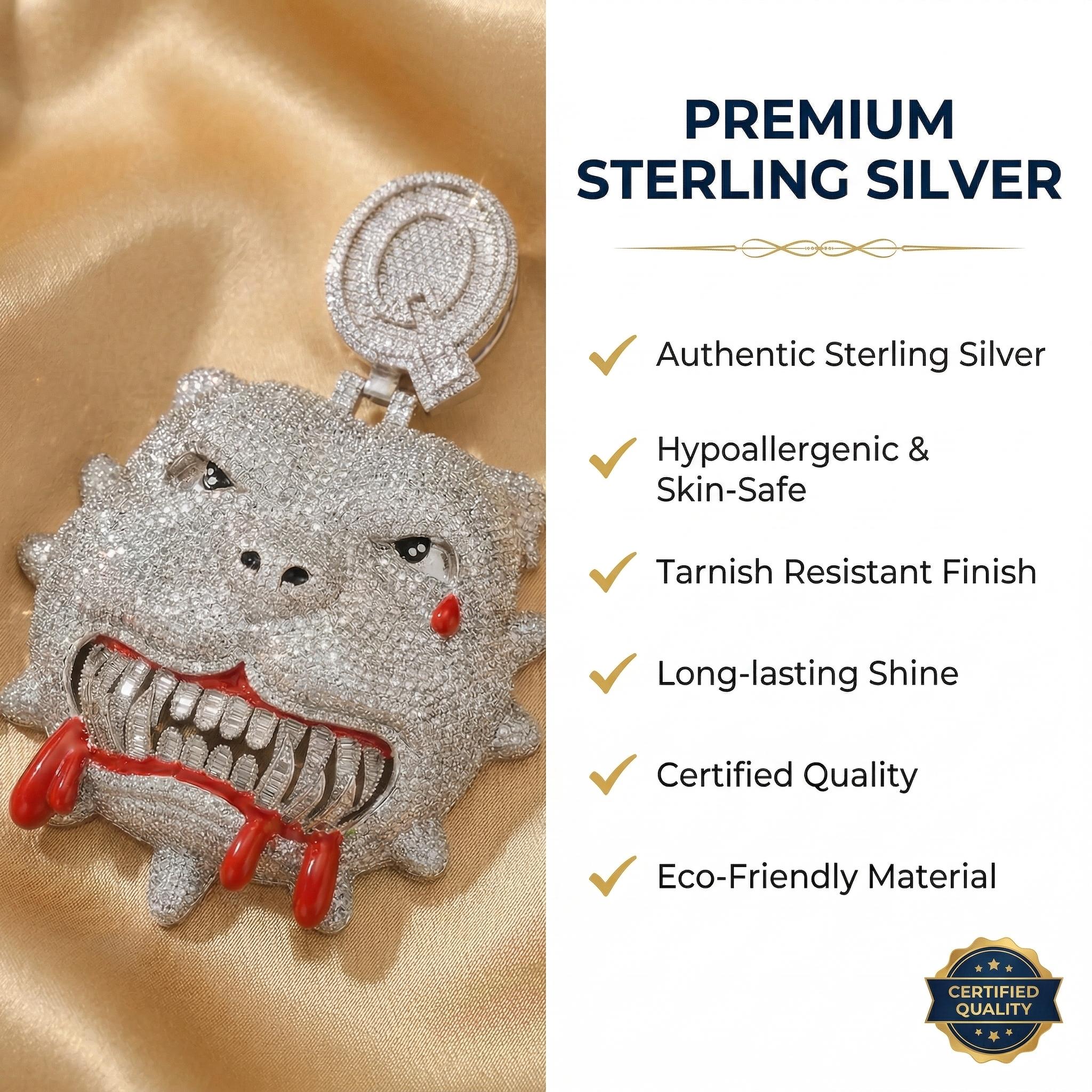 Heavyweight Bloody Bulldog Pendant with Rope Chain| Custom Initial Hip Hop Mascot| Edgy Streetwear Drip Heavyweight Bloody Bulldog Pendant with Rope Chain| Custom Initial Hip Hop Mascot| Edgy Streetwear Drip