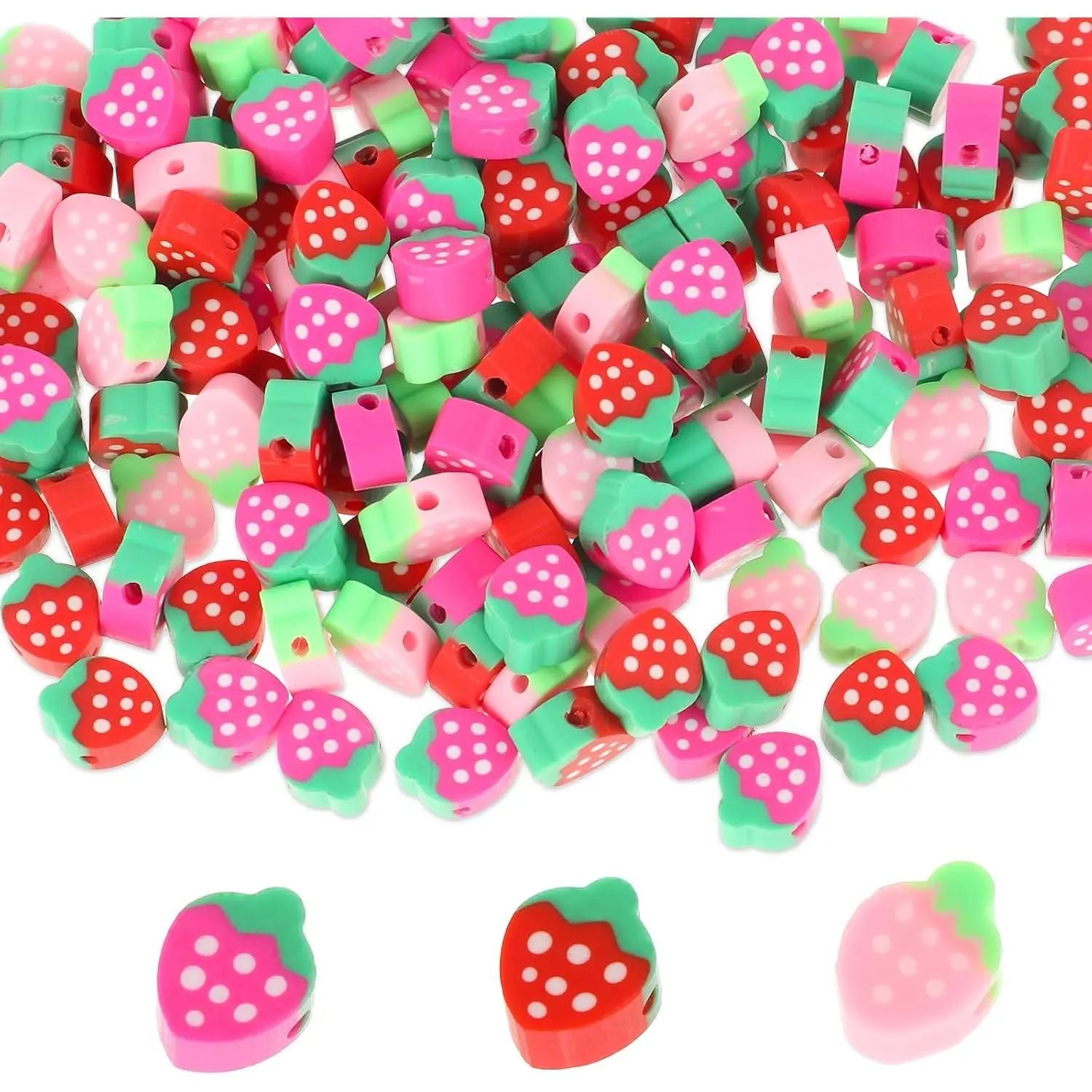 Strawberry Polymer Clay Beads 150 count Cute Fruit Strawberry Slice Bead with Small Hole Strawberry Spacer Beads for DIY Craft Necklace Bracelet Earring  Accessories