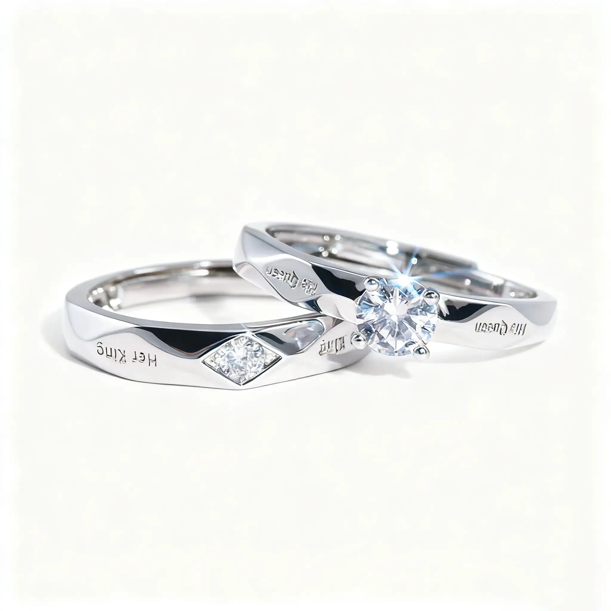 Couple's stainless steel rings for men and women Her King His Queen couple's rings fashion accessories