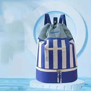 1PC New Multifunctional Stylish Backpack. Lightweight and perfect for beach outings and swimming. Adjustable shoulder straps and vibrant striped drawstring. Ideal for beach, swimming, and outdoor travel. Water Backpack