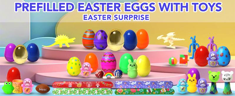 200 Pcs Prefilled Easter Eggs with Toys Inside,Easter Basket Stuffers,Surprise Easter Egg Fillers,Easter Toys Bulk,Easter Egg Hunt,Prizes Classroom Events,Easter Gifts,Eggs Fillers,Easte Party Favors