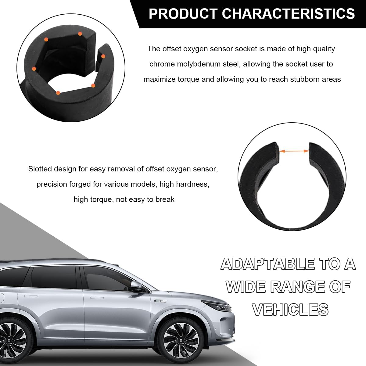 Sensor Socket, 3/8-Inch Drive by 7/8-Inch 22mm  Sensor Socket O2 Sensor Remover, Offset 6-Point  Sensor Socket Wrench for  ,  Accessories