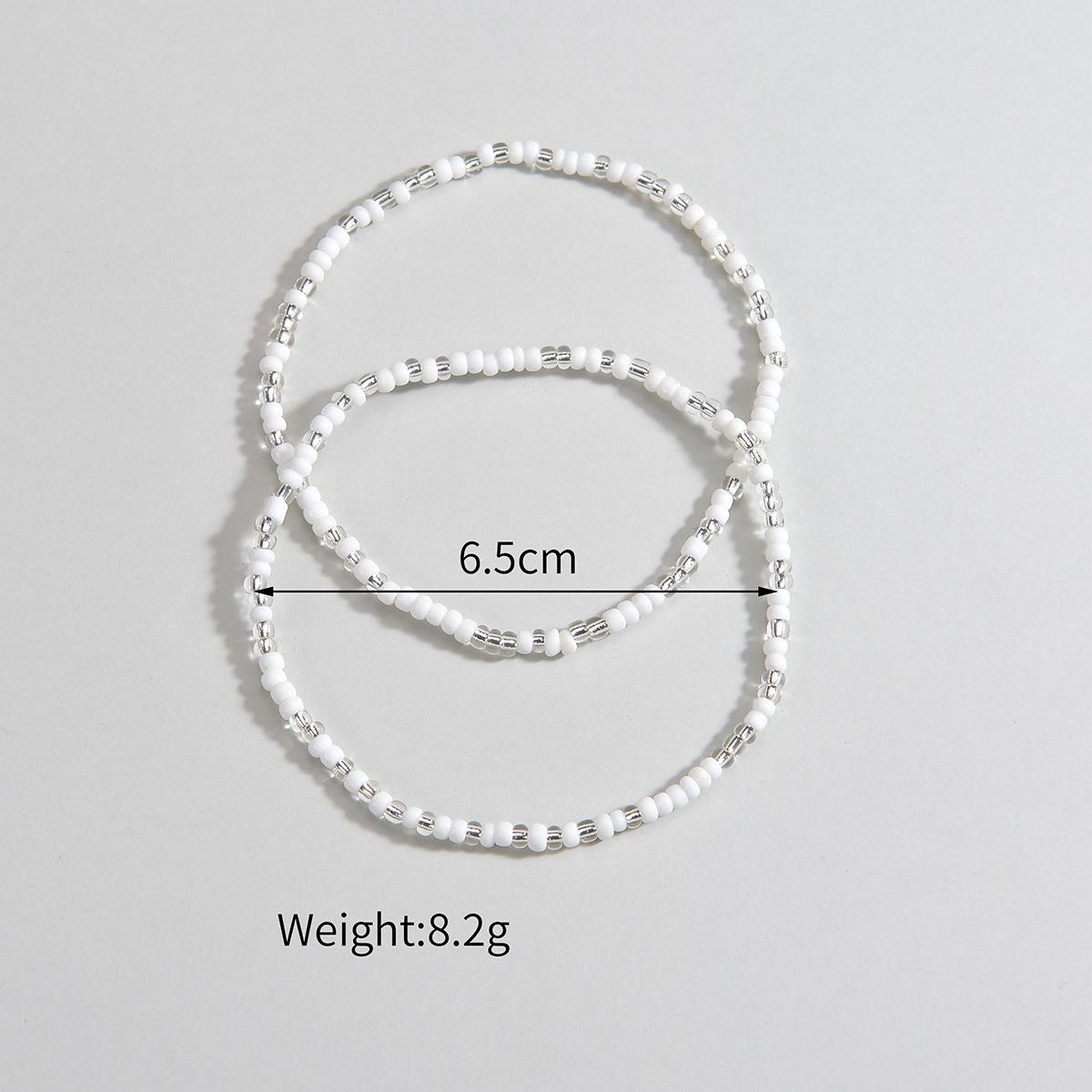 Wholesale fashionable minimalist beach vacation rice bead elastic women's anklet 2-piece jewelry set