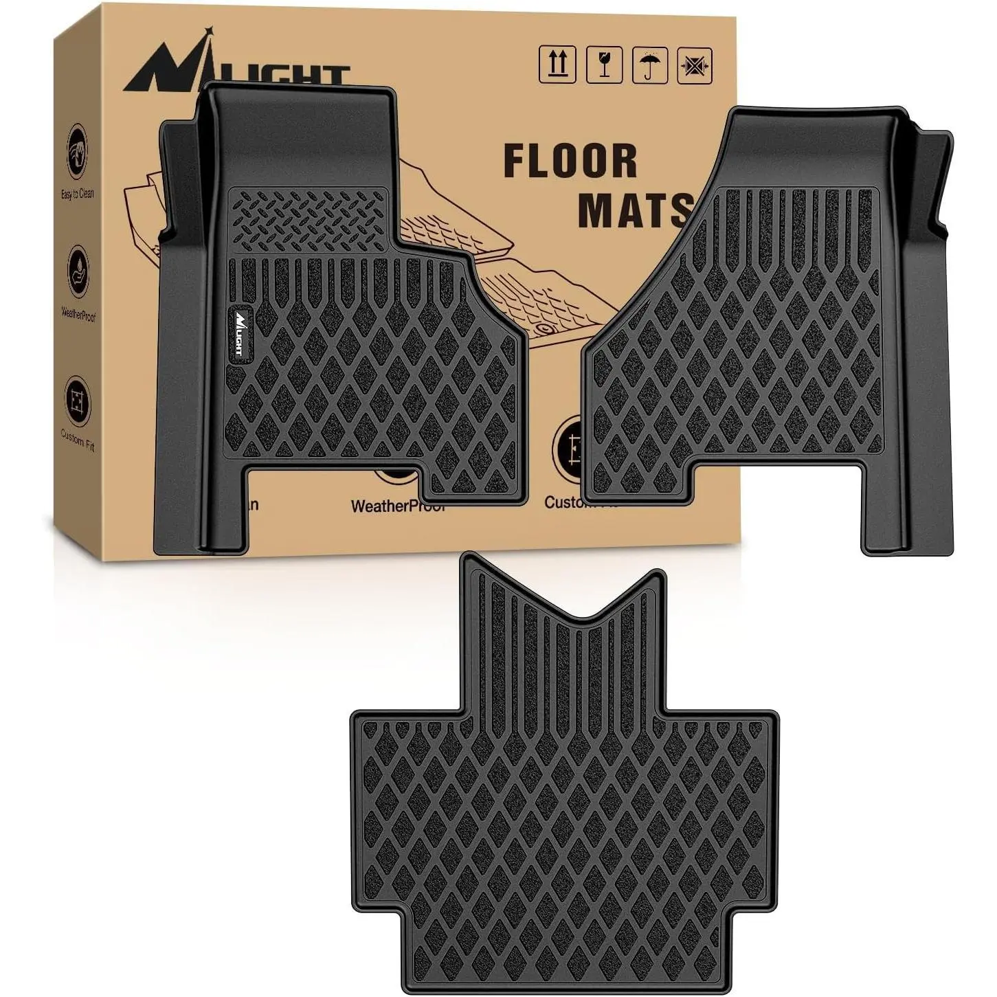 Nlilght TPE Floor Mats for Freightliner Cascadia 2018 2019 2020 2021 2022 2023 All Weather Custom Fit Heavy Duty Floor Liners