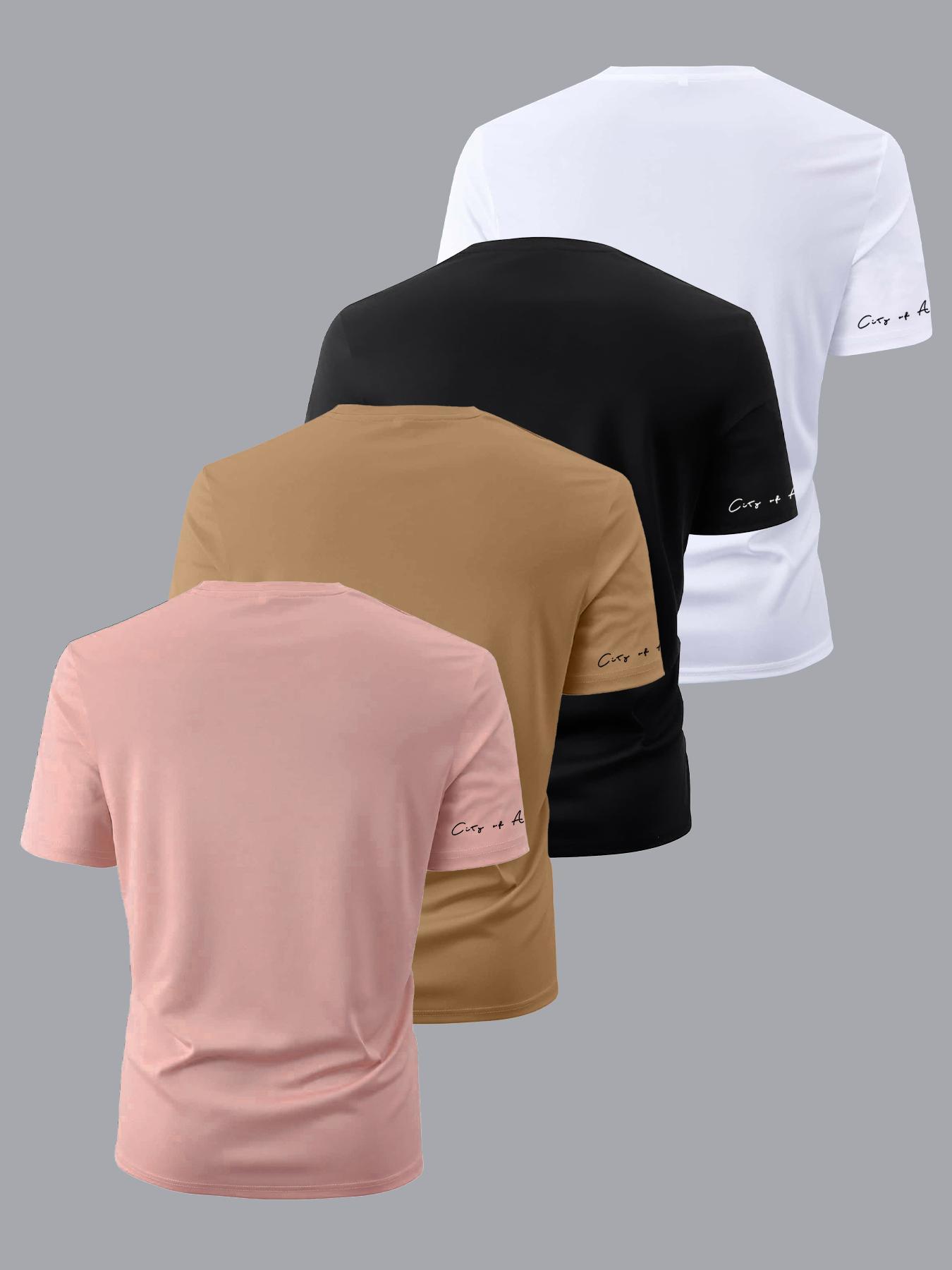 Men's Letter Print Round Neck Tee, Regular Fit Casual Short Sleeve T-shirt, Men's Summer Top for Daily Wear