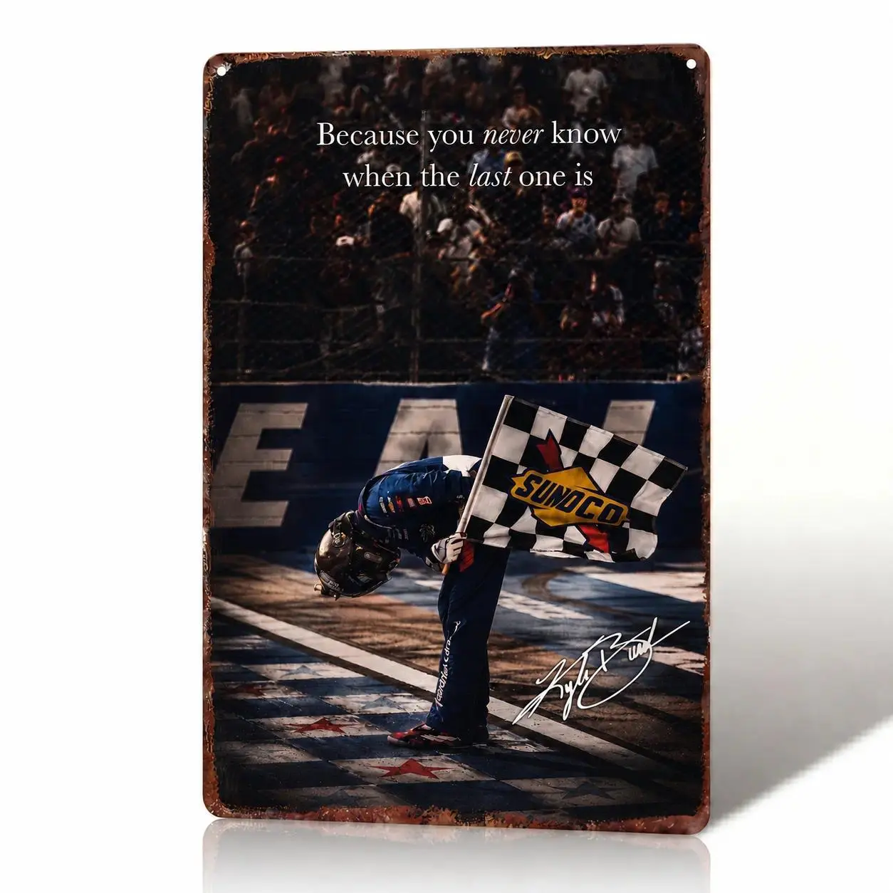 Kyle Busch Nascar Tribute Metal Sign, NASCAR Legendary Victory Bow Decor, Racing Car Sign, Vintage Wall Art for Man Cave, Game Room & Garage