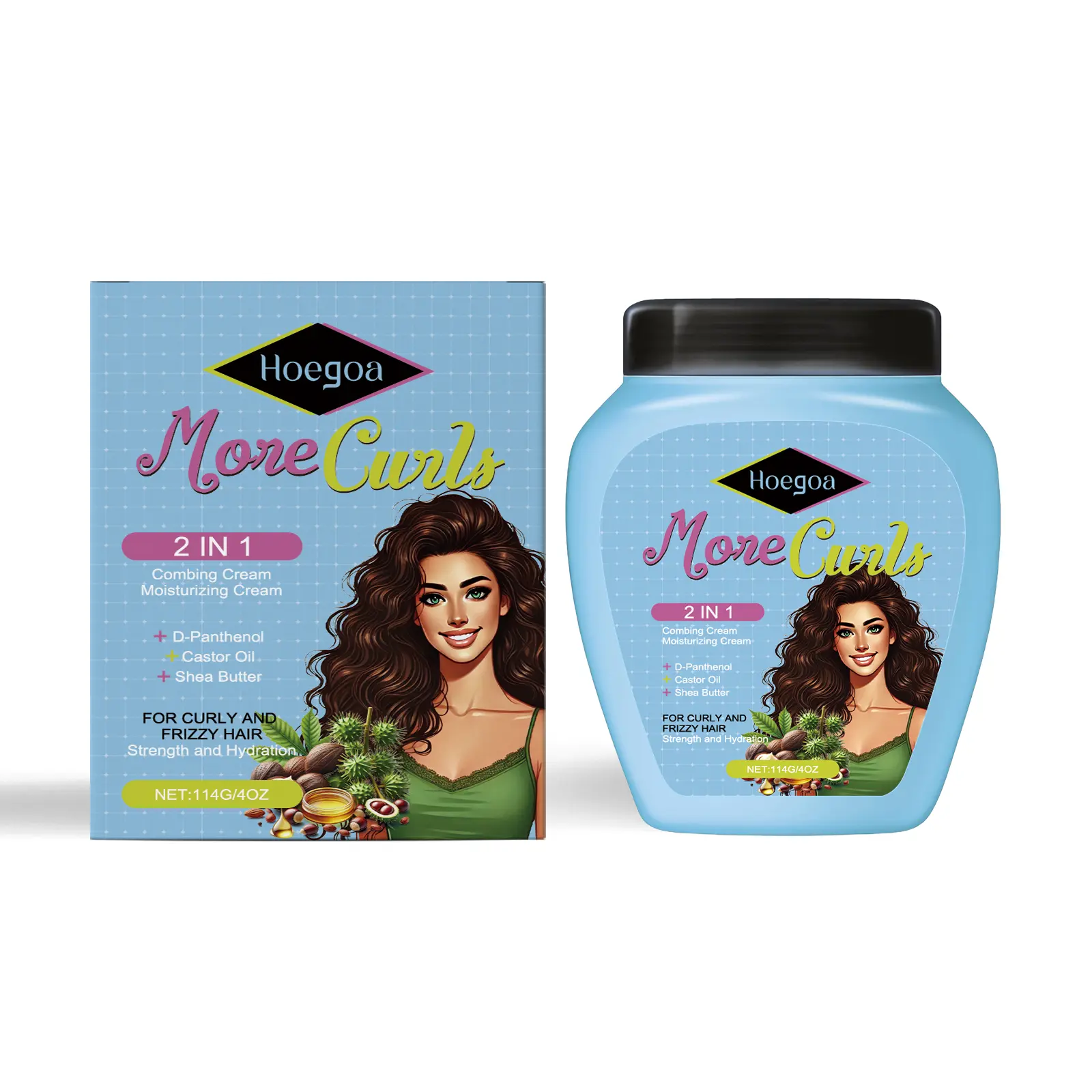 Hoegoa Mais Cachos Hair Type 3ABC - Eliminate Anti Frizz, For Curly Hair -2 in 1 Conditioning Treatment Cream and Cream To Comb 100%