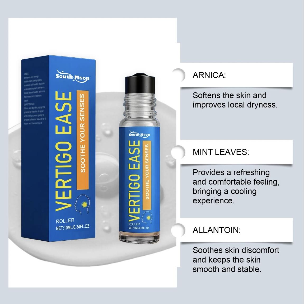 South Moon Vertigo Ease Aromatherapy Roll-On Oil – Natural Fast Relief for Dizziness, Nausea, Motion Sickness & Head Discomfort – Portable 10ml Travel Size – Gentle Plant-Based Formula – Buy 1 Get 1 Free