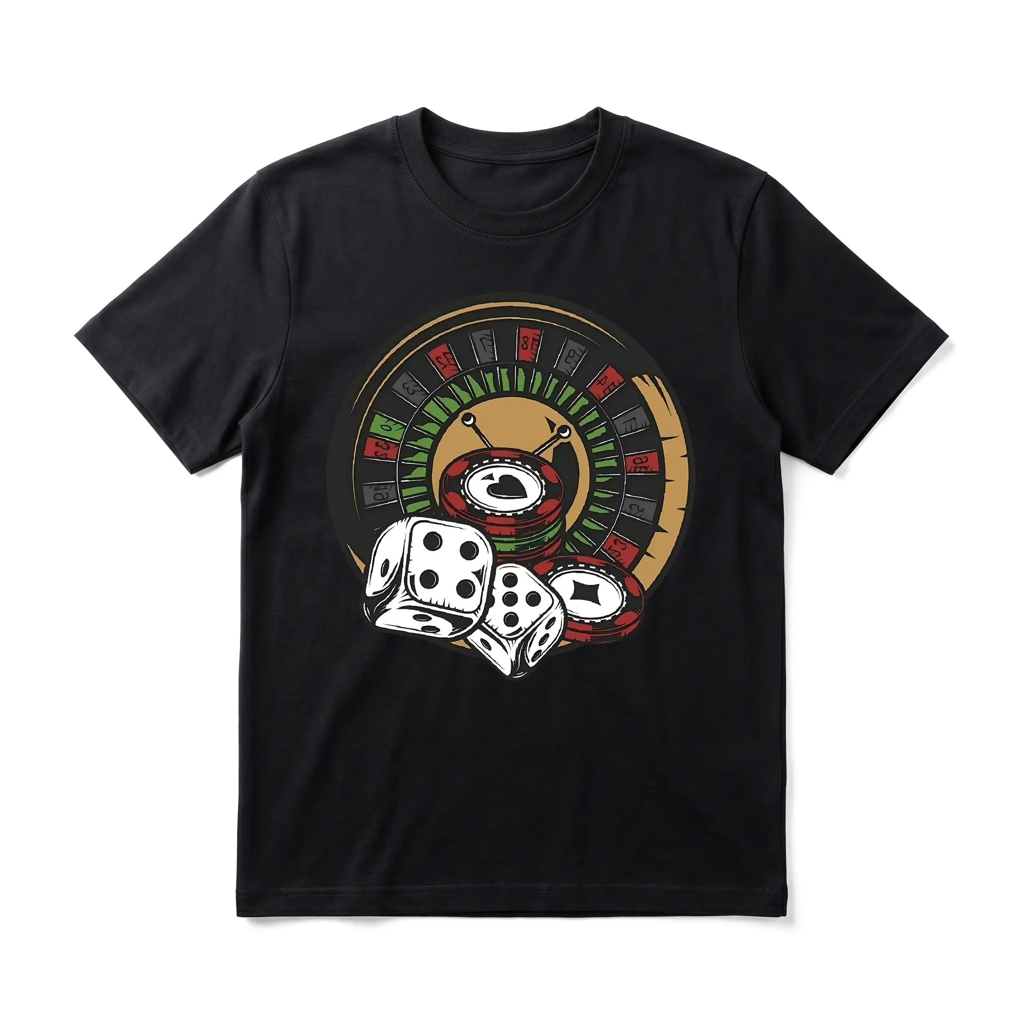 100% Cotton， Casino Roulette Dice， Oversized Graphic Tee， Funny meme Tee， Streetwear Print， Heavyweight Breathable Crew Neck Ultra Soft Unisex Casual Style， Great for Casual， Events & Casual Outings， Fast Shipping