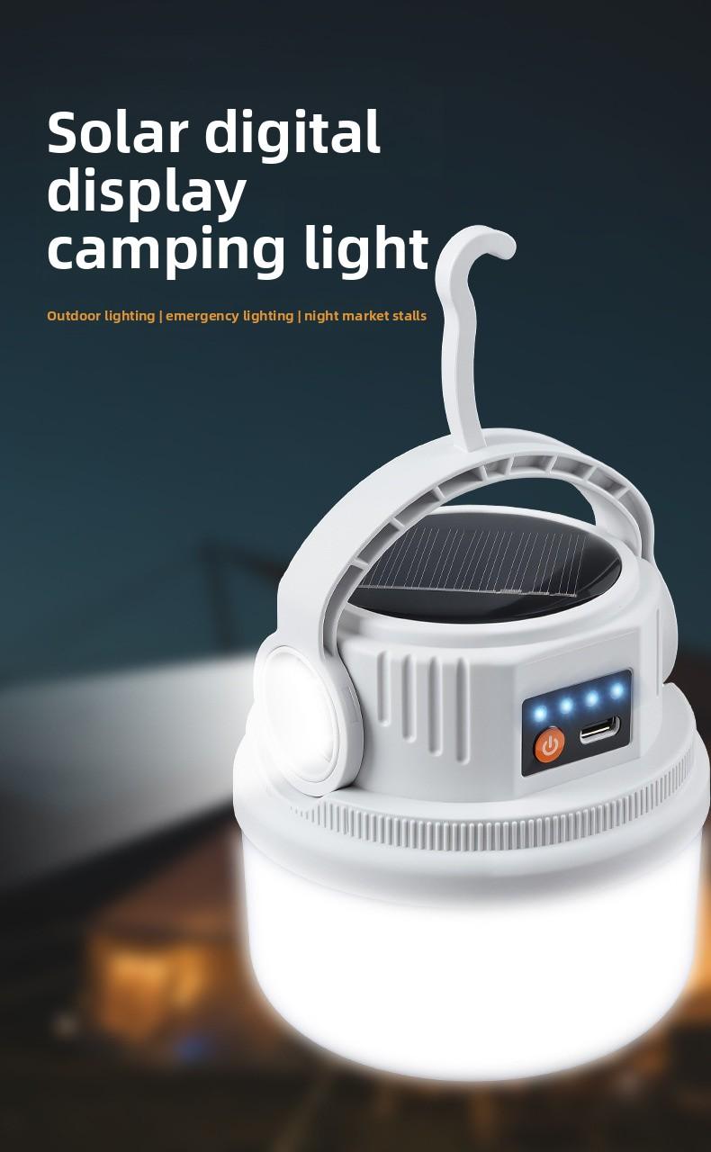 Solar Camping Lantern Outdoor Rechargeable LED Lights for Tent Emergency Home Use Portable Waterproof Lamp for Night Camping Party Hiking