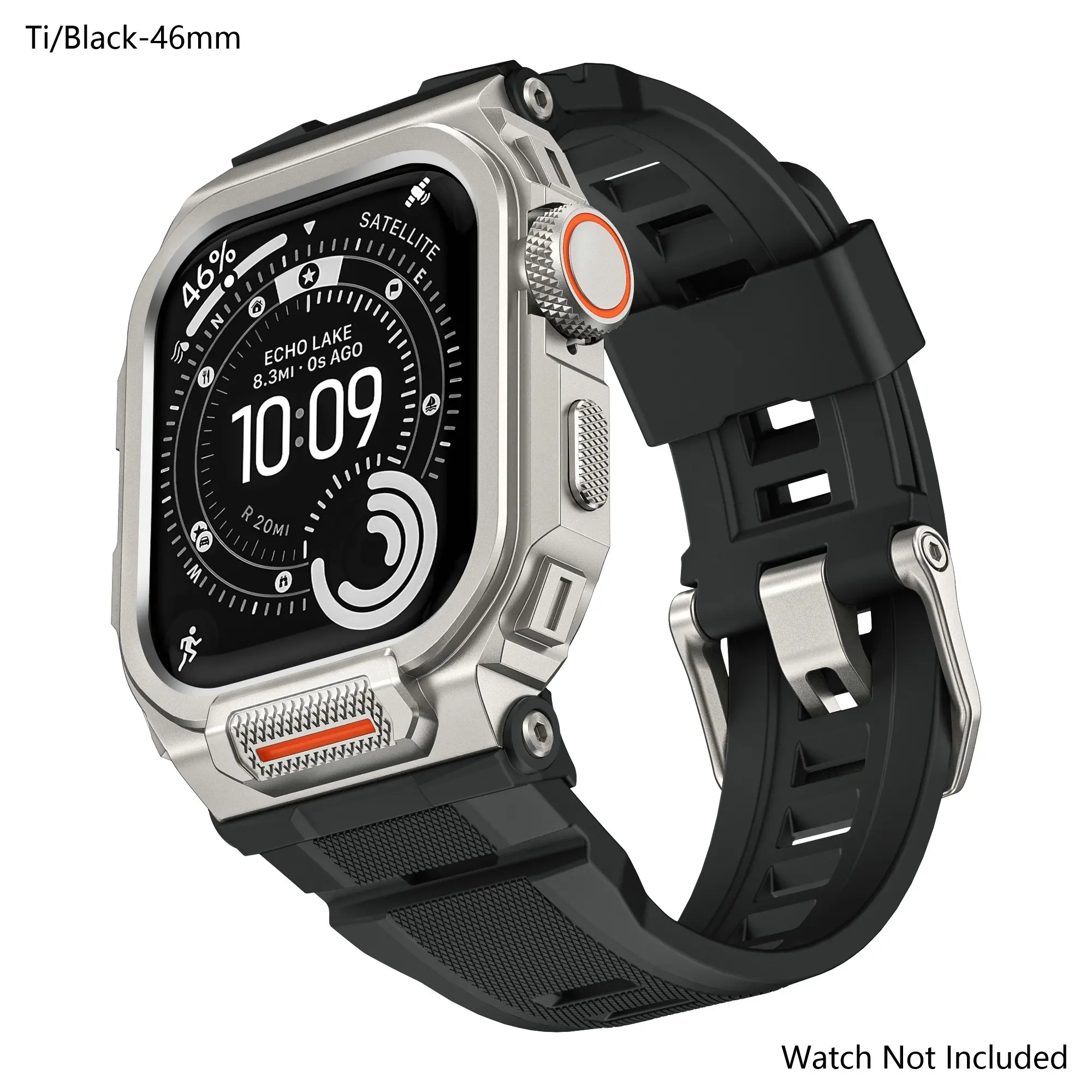 Fusion Armor Bumper – Hardened Alloy Edge + Soft Memory Silicone Strap for Apple Watch S11/S10/Ultra 3/2 : 46/49mm , IP67 Dust & Splash Resistant, One-Button Snap Assembly, Tactical Black Finish, Rugged Look for EMS, Firefighter & Outdoor Survival.