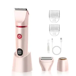 3-in-1 Bikini Trimmer for Women | Painless Electric Razors & Shavers with Interchangeable Heads | Cordless Body & Facial Hair Trimmer with Ceramic Blade, IPX7 Waterproof and USB Rechargeable
