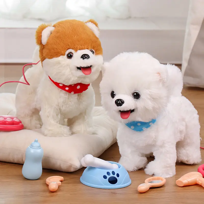 Smart Repeating Plush Puppy Toy Walking Barking Imitation Electronic Dog For Kids Outdoor Walking Play