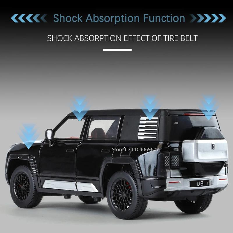 1:24 BYD Wuling U8 Model SUV Car Toy Alloy Die-cast Pull-back 6 Doors Openable Sound Light Off-road Vehicle Boy Gift 1:24 BYD Wuling U8 Model SUV Car Toy Alloy Die-cast Pull-back 6 Doors Openable Sound Light Off-road Vehicle Boy Gift