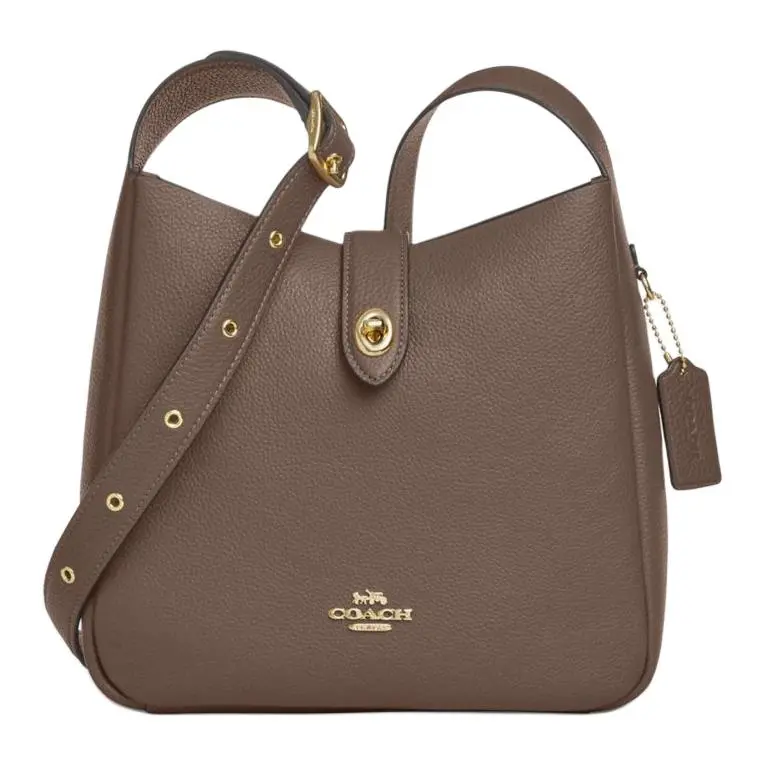 COACH Hadley 25 Crossbody Bag for Women – Pebbled Leather with Metal Logo, Medium Size, Dark Brown