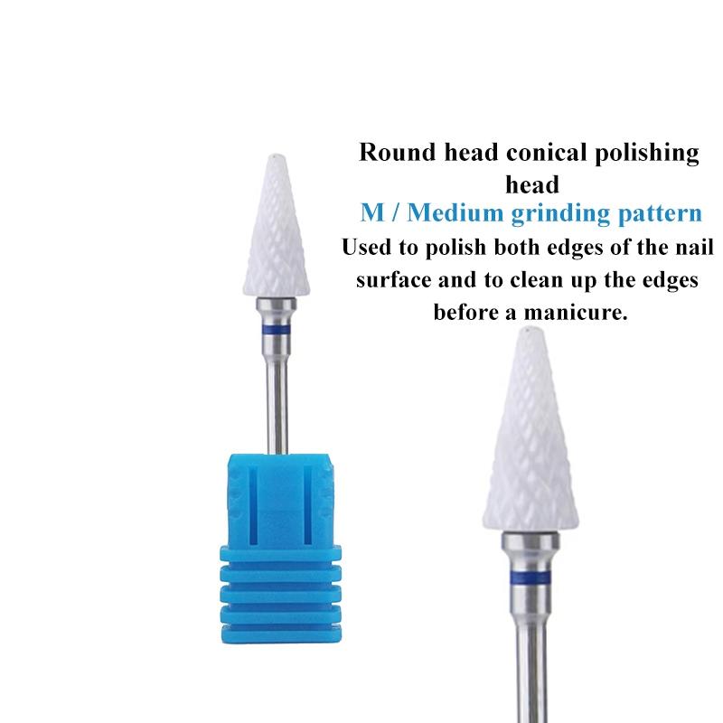 5pcs/set Ceramic Nail Drill Bits, Cross-Cut Nail Art Tools for Manicure & Pedicure, Essential Accessories for Nail Care