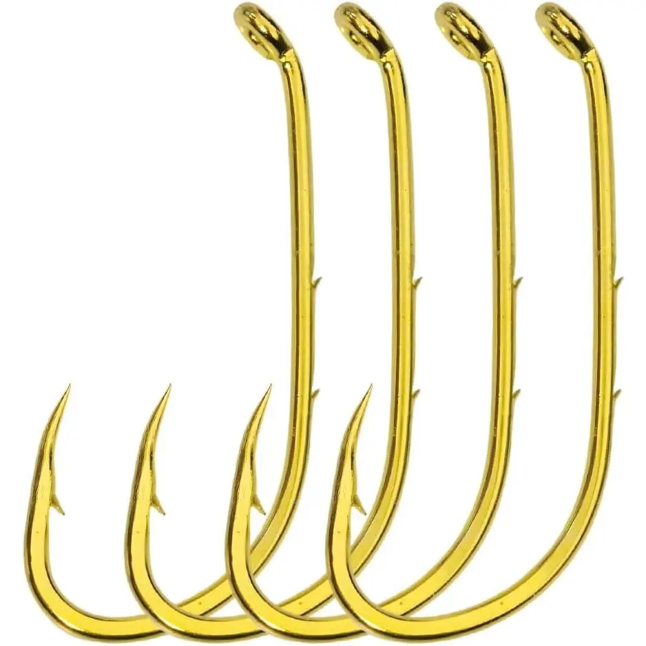 50-100pcs  Holder Hooks 2 Barbed Fishing Hooks High Carbon Steel Octopus Barded Jig Hooks 10 Sizes  Color