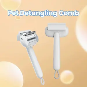 Pet Detangling Comb, Beauty Shedding Brush, One-Touch Loose Fur Remover, Universal for Cats and Dogs, Static Cloth Hair Removal Tool