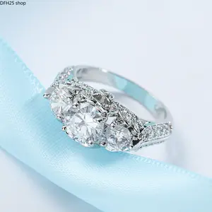 Women's 4-Prong Zircon Statement Ring, Adjustable Open Band, Minimal Elegant Cubic Stone Jewelry for Engagement, Daily Wear