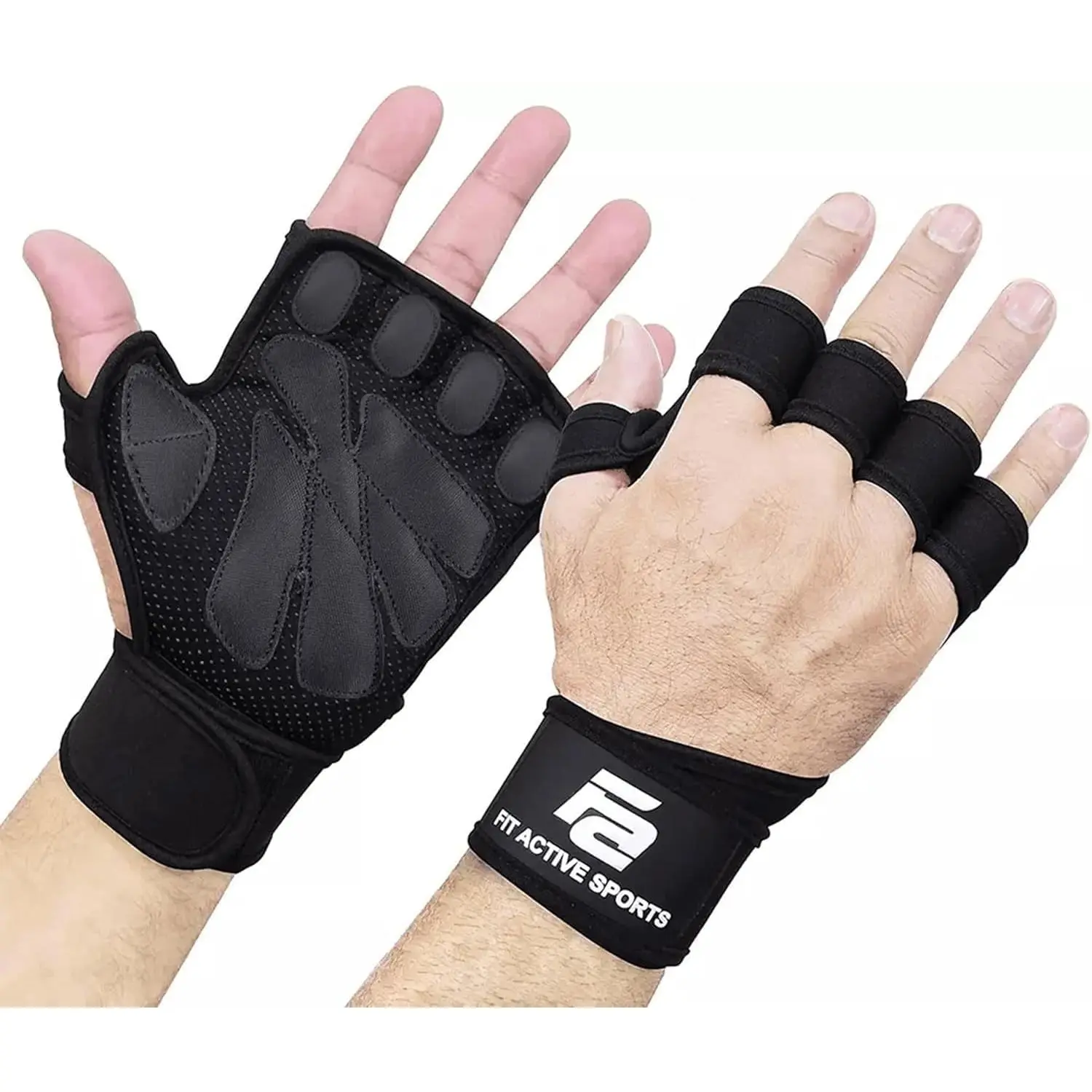 New Ventilated Weight Lifting Workout Gloves with Built-in Wrist Wraps for Men and Women - Great for Gym ness, Cross Training, Hand Support & Weightlifting.