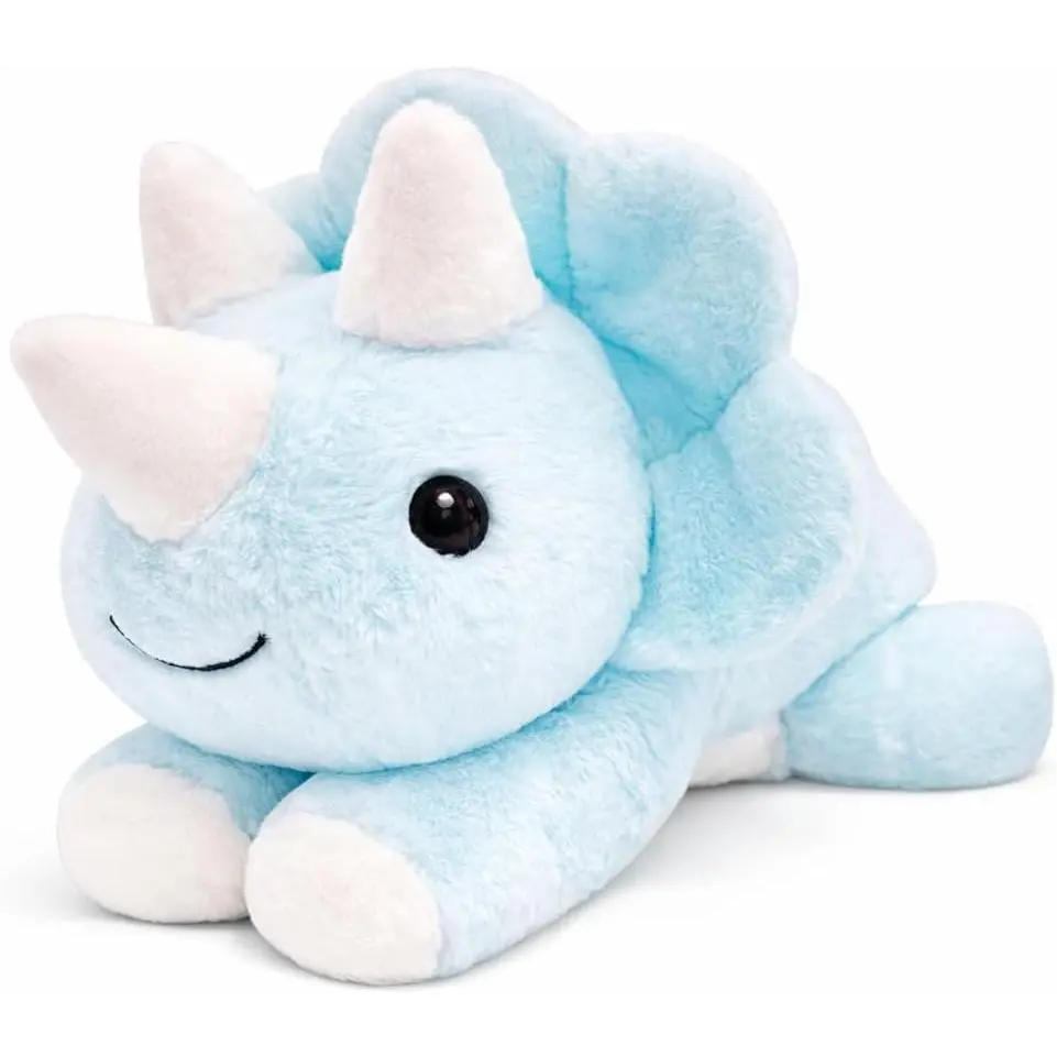 24" |       5 Pounds Blue Dinosaur Weighted Stuffed Animals with Unscented Microwavable Heating Pad, Cute Coolable Heatable Weighted Plush Warm Gift for Kids & Adults
