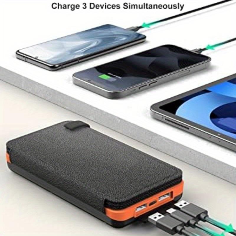 Solar Powered Power Bank, Portable Solar Rechargeable Phone Charger with Foldable Solar Panels, 20000mAh High Capacity Solar Power Bank for Smart Phones, Tablets