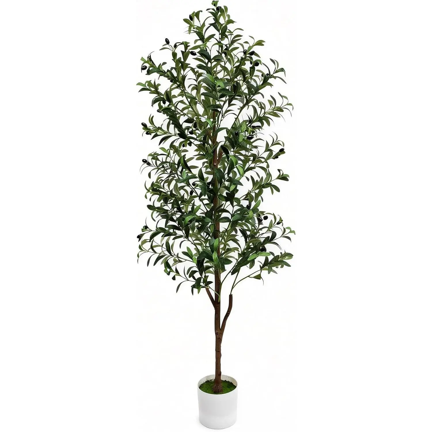6FT Artificial Olive Tree with Pot, Faux Indoor Olive Tree with Realistic Trunk, Leaves and Fruits, Large Fake Tree Plant for Home Office Modern Farmhouse Decor