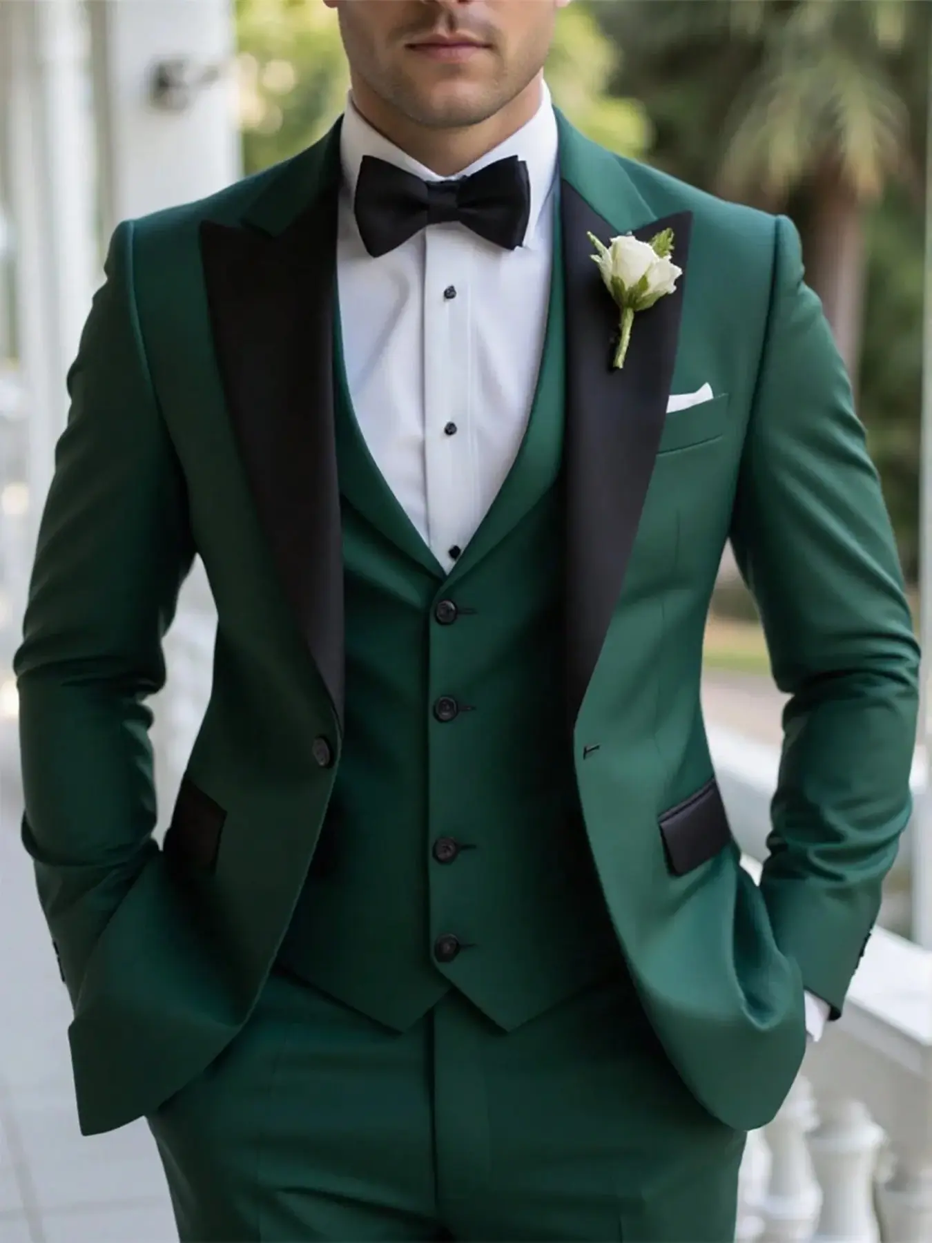 Men's Fashion Deep Luxury Vintage Two-Piece Suit Set, Summer Elegant Wedding, Party Groom Gift, Slim-Fit Long Sleeve
