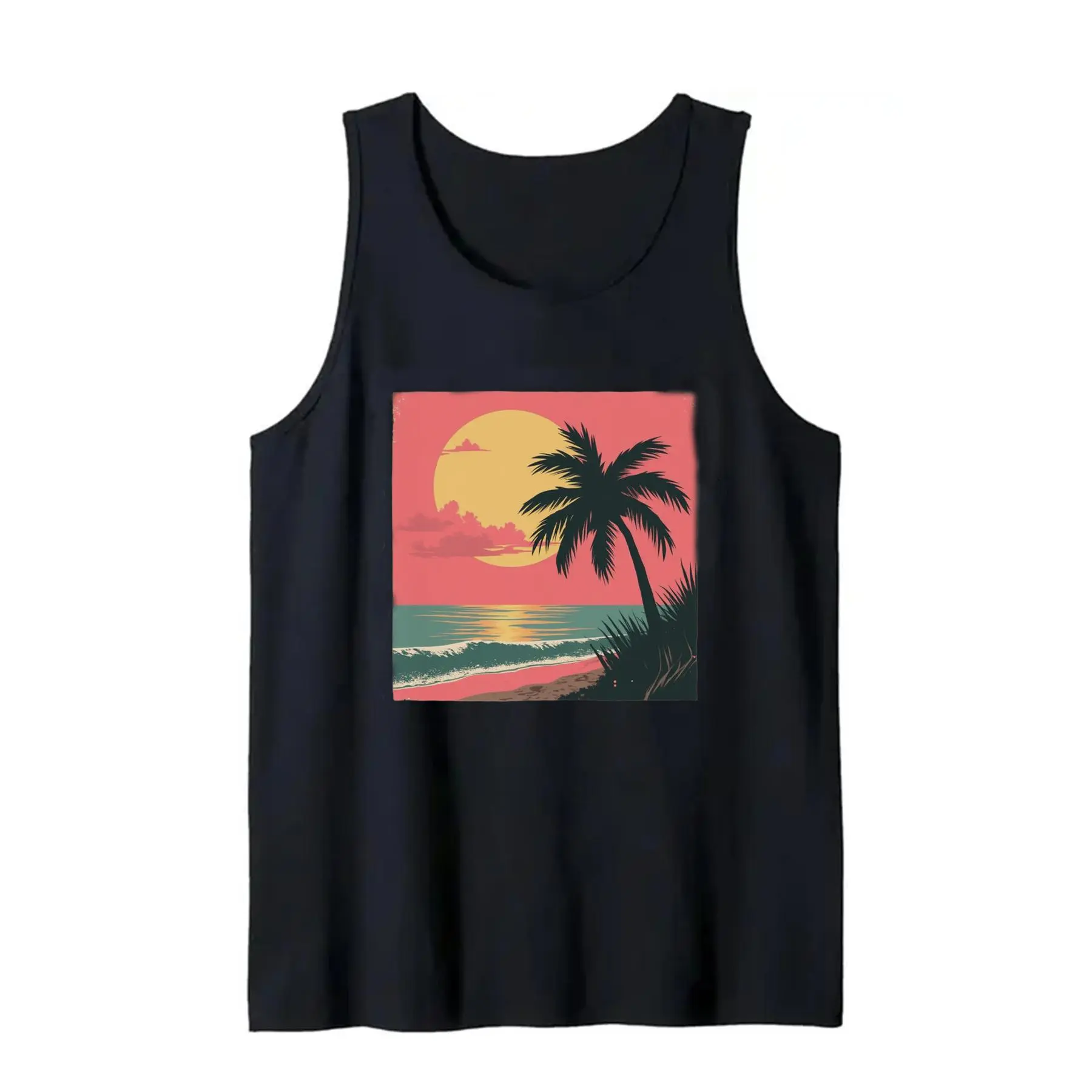 Stylish Men'S Tank Top Made of 180G Pure Featuring Playful Designs, a Fashionable And Adaptable Piece, Ideal for Spring And Summer