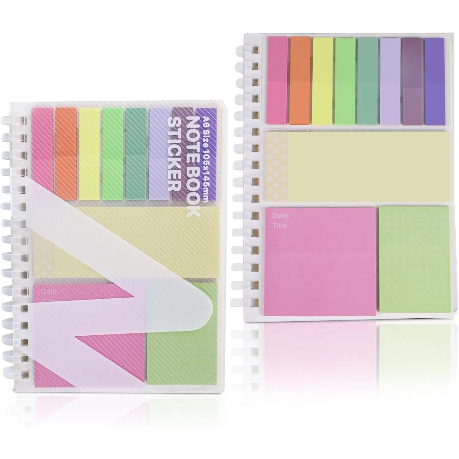 2 Pack Multi-Functional Sticky Note Set with Bible Tabs 440 Transparent Post it Notes 120 Page Notebook Bible Study Office Supplies (Colour)
