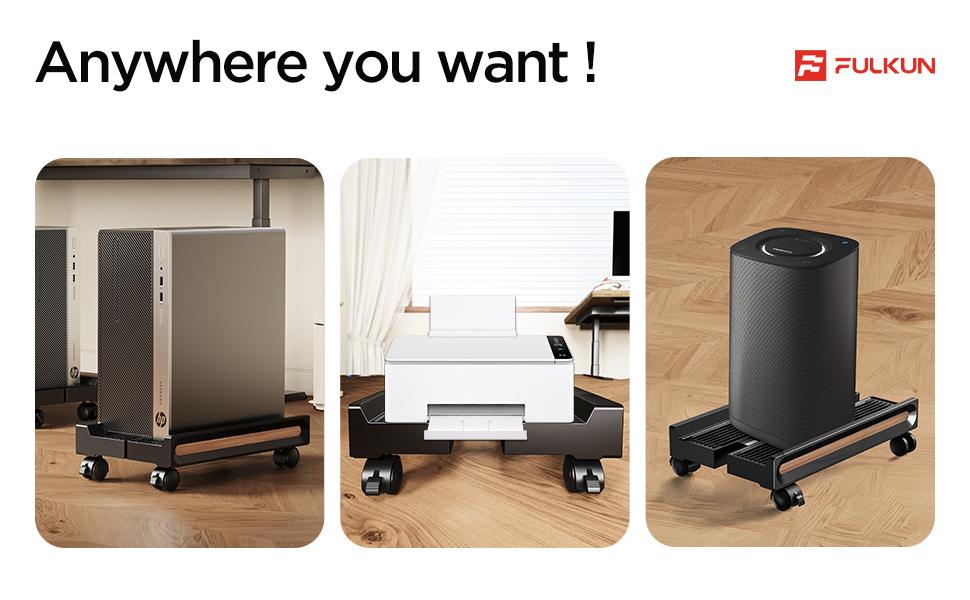 FULKUN PC Tower Stand with Wheels Adjustable Mobile CPU Stand Ventilated Computer Tower Stand for Floor Use Locking Caster Wheels 100LB Load Capacity
