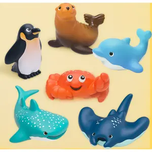 6 Pcs Mold Free Bath Toys for Toddlers 6M+, No Hole Ocean Animal Set – Whale, Shark, Dolphin, Penguin – Safe Bathtub Toys for Baby Bath Time & Pool Water Play