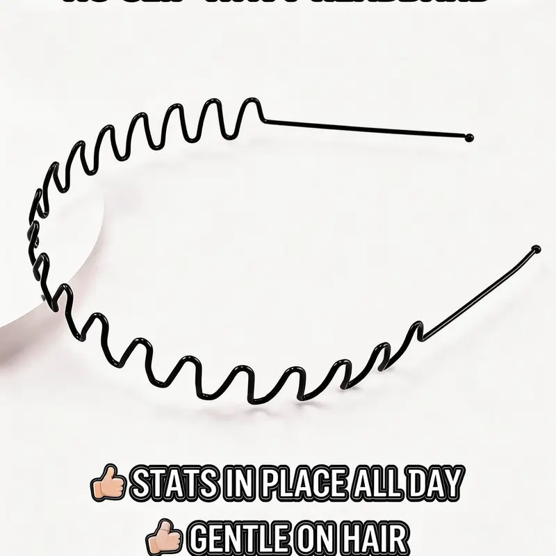Metal Wave Hairbands, Unisex Sporty Design, Non-Slip Invisible Wear, Suitable for Daily Use & Outdoor Activities, Comfortable & Durable, Non Slip Headband, Sport Headbands, Sports Hair Bands, Workout Headband