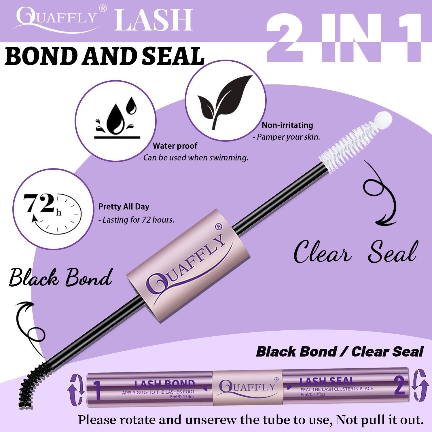 2-in-1 Long Lasting Eyelash Bond & Seal Glue, Durable Waterproof Eyelash Extension Adhesive, Eye Makeup Tool for Women & Girls, Cosmetics, DIY Eyelash Extensions