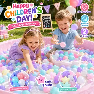 200pcs Star-Shaped Pool Balls Mixed Colors Set, Crush-Proof BPA Free Colorful Play Plastic Balls Non-Toxic Soft Plastic Balls, Perfect for Birthday Party Decorations, Swimming Pool Use Shape Tent Pool Playhouse Playpen Party Decor