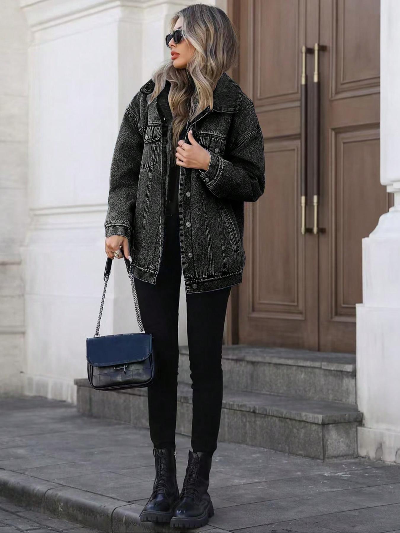 Women's Denim Jacket, Casual Street Fashion Long Sleeve Outerwear for Daily Wear, Ladies Clothes for All Seasons