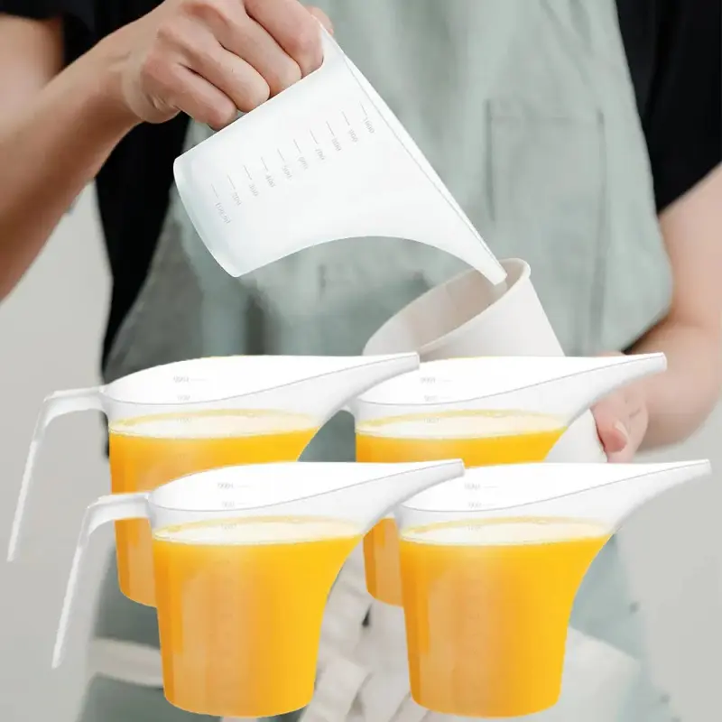 4-Pack 32oz/1000ml Large Capacity Plastic Funnel Jug Measuring Cup, Kitchen Gadget with Long Spout for Easy Pouring of Dry/Liquid Ingredients, Ideal for Candle Making, Baking, Funnel Shape