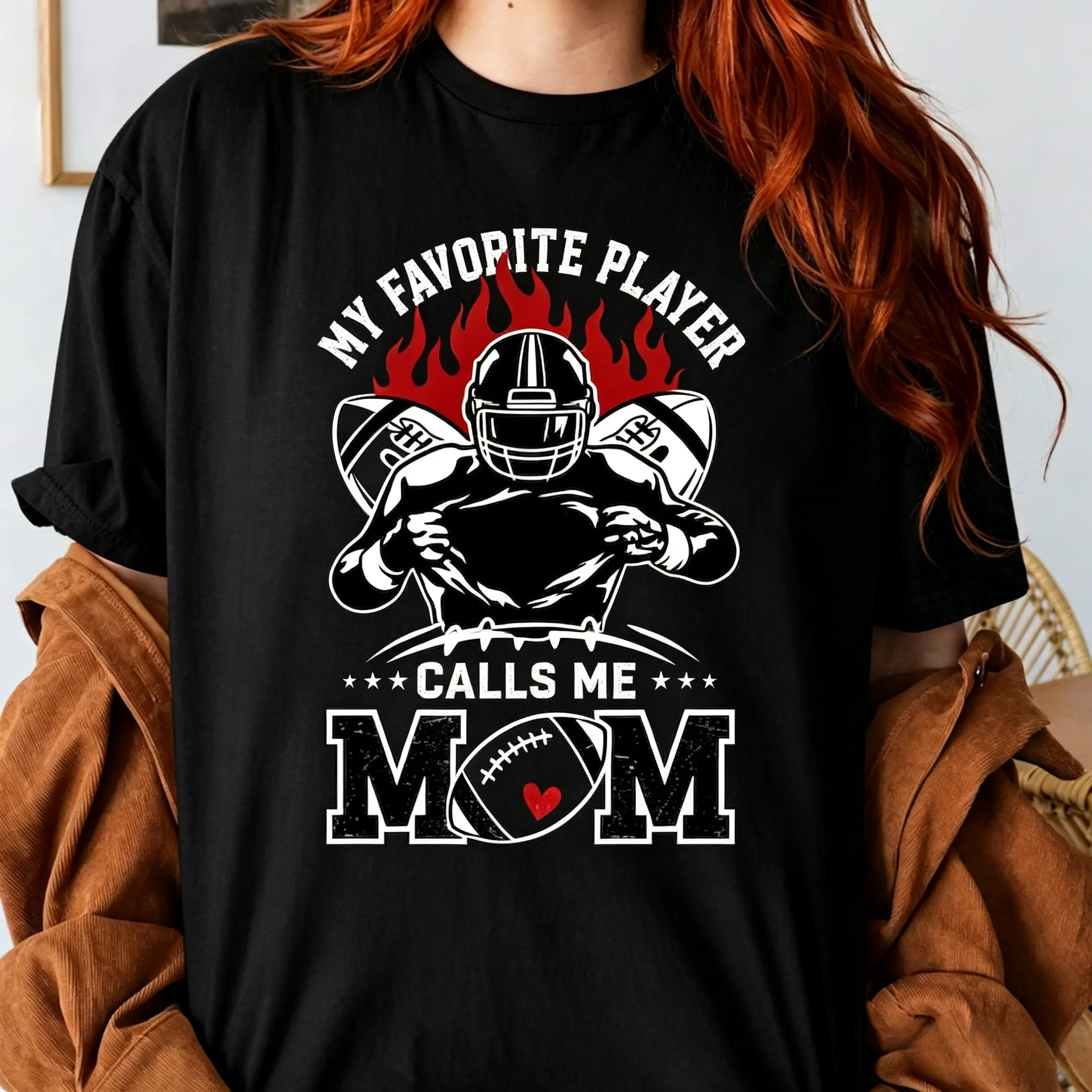 My Favorite Player Calls Me Mom TShirt Game Day Football Mom Sweater Custom Football Mom Tee Cheering Football Mom Game Day Tee