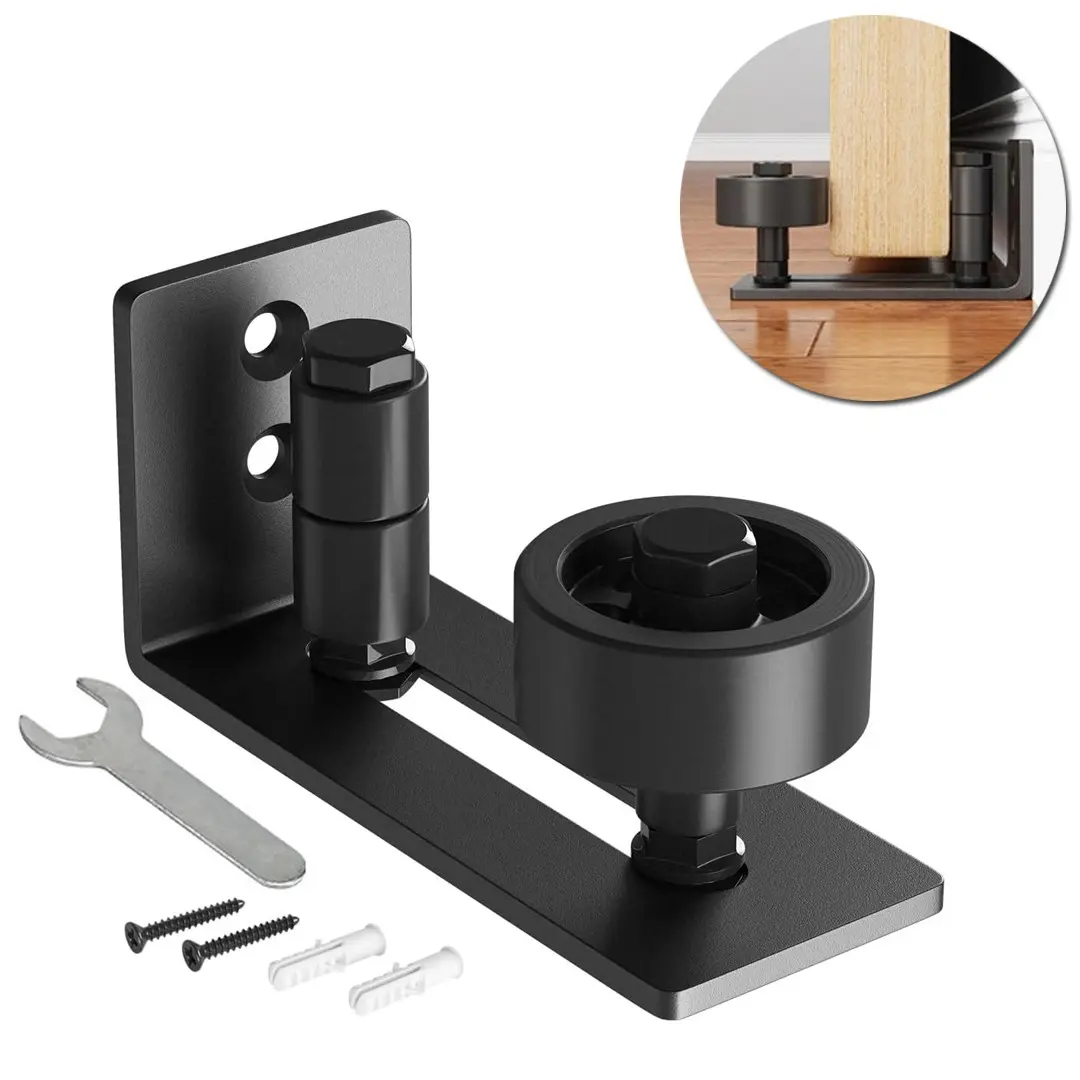 Sliding Barn Door Floor Guide for Bottom Adjustable Roller | 8 Setup Options for DIYers - Flush Design Bottom Flat Barn Door Floor Guide Stay Roller
