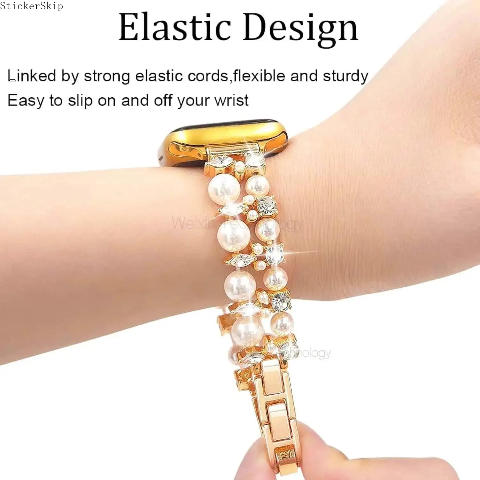 2026 NEW Elegant Pearl Beaded Apple Watch Band for Women – Elastic Stretch Bracelet Strap with Rhinestone Bling, Compatible with 38–49mm Series 4–11, SE & Ultra, Jewelry Wristband for Party, Wedding & Gift 2026 NEW Elegant Pearl Beaded Apple Watch Band for Women – Elastic Stretch Bracelet Strap with Rhinestone Bling, Compatible with 38–49mm Series 4–11, SE & Ultra, Jewelry Wristband for Party, Wedding & Gift