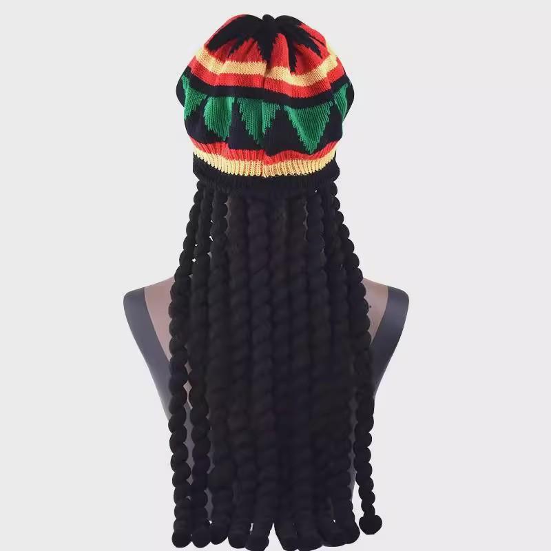 Jamaican Dreadlocks Hat Colorful Knit Beret with Rainbow Braids Reggae Style Wool Wig for Halloween Costume Accessories Boho Festival Knit Hat for Women Men Jamaican Dreadlocks Hat Colorful Knit Beret with Rainbow Braids Reggae Style Wool Wig for Halloween Costume Accessories Boho Festival Knit Hat for Women Men