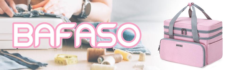 Layer Sewing Accessories Organizer with 2 Detachable Pouches, Large Sewing Bag for Sewing Tools (Bag ONLY), Pink