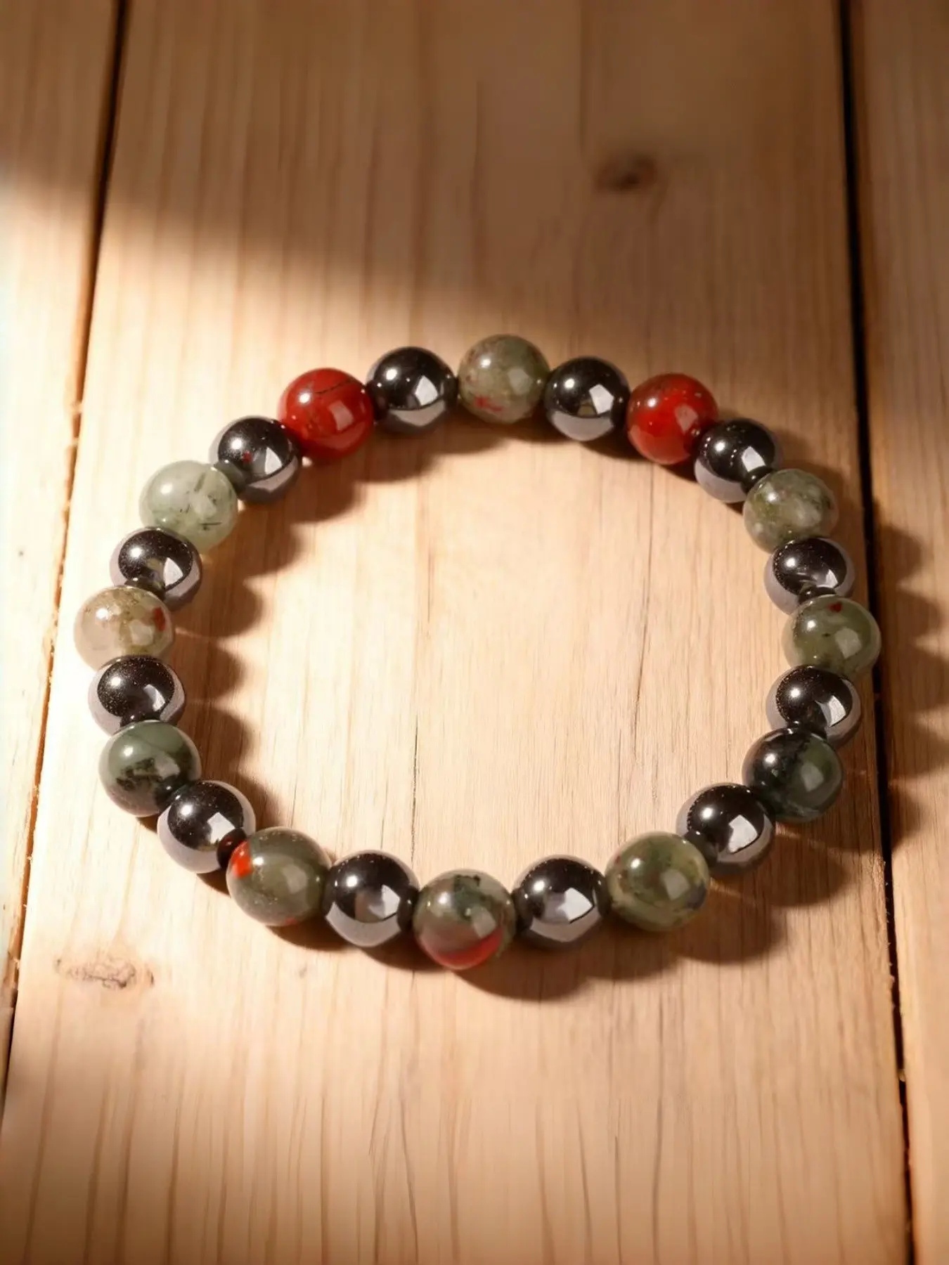 Perfect New Natural Bloodstone Beaded Bracelet, Fashionable Trendy Versatile Accessory, Casual Style, All Seasons Wear