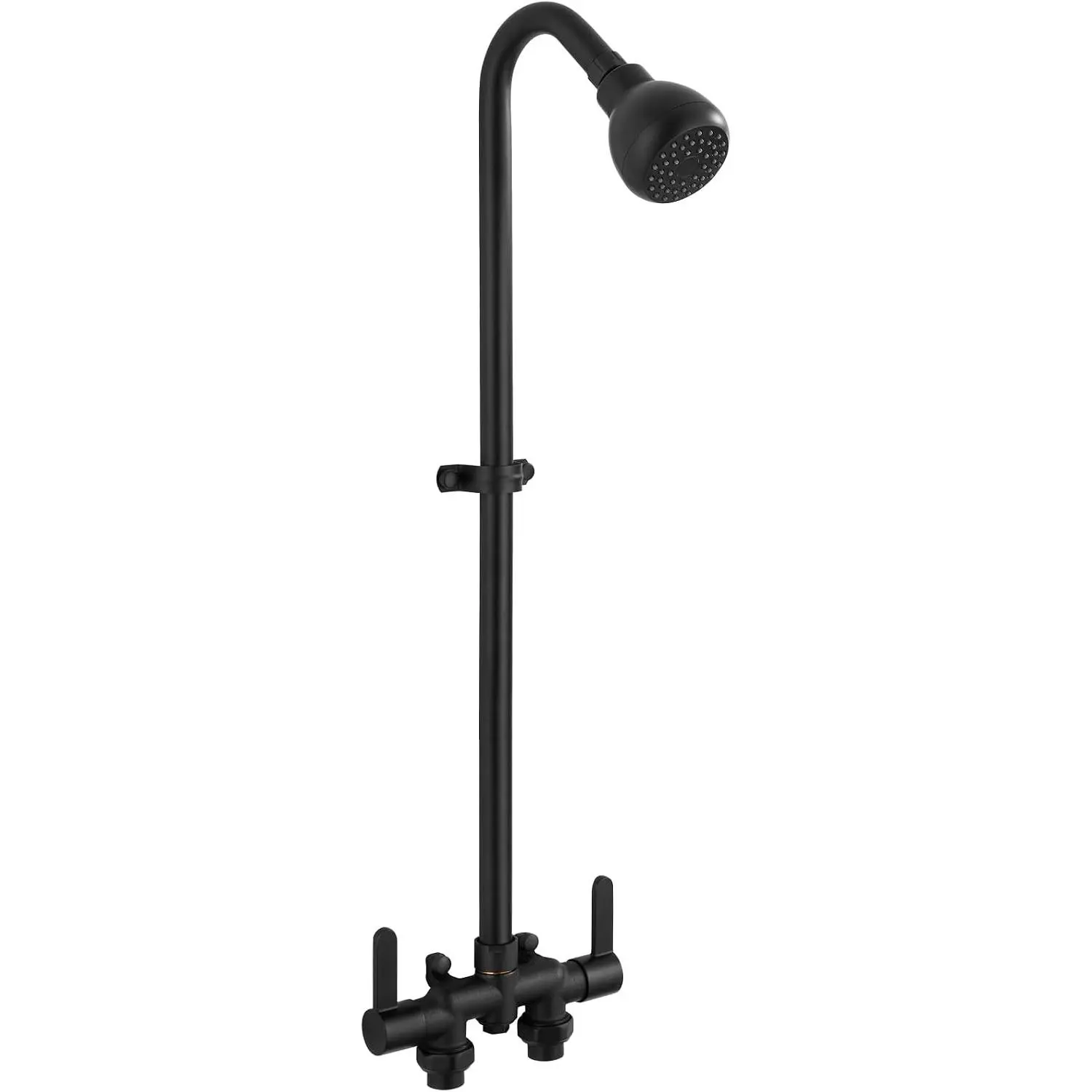 Aolemi Matte Black 2-Handle Outdoor Shower Kit, 31" Exposed Shower System with Shower Head, 3 Inch Center Brass Mixing Valve, 1.8 GPM Hot & Cold Water Control Outdoor Shower Fixture