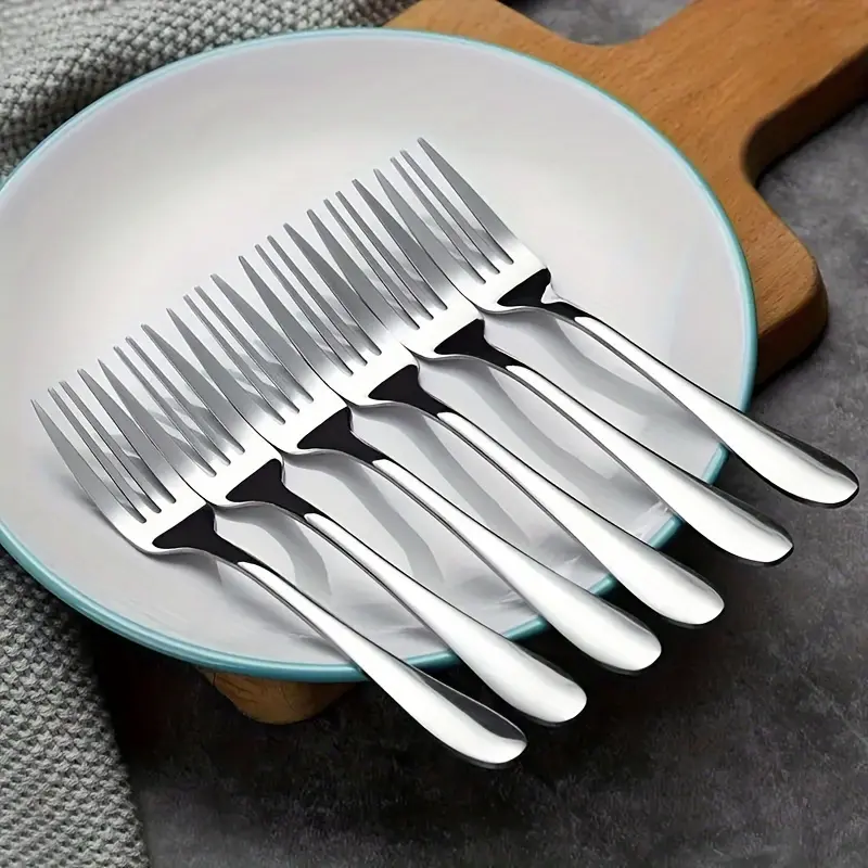 Stainless Steel Dinner Forks, Silvery, 6pcs Set, for Kitchen/Dining Room/Restaurant, Food Safe