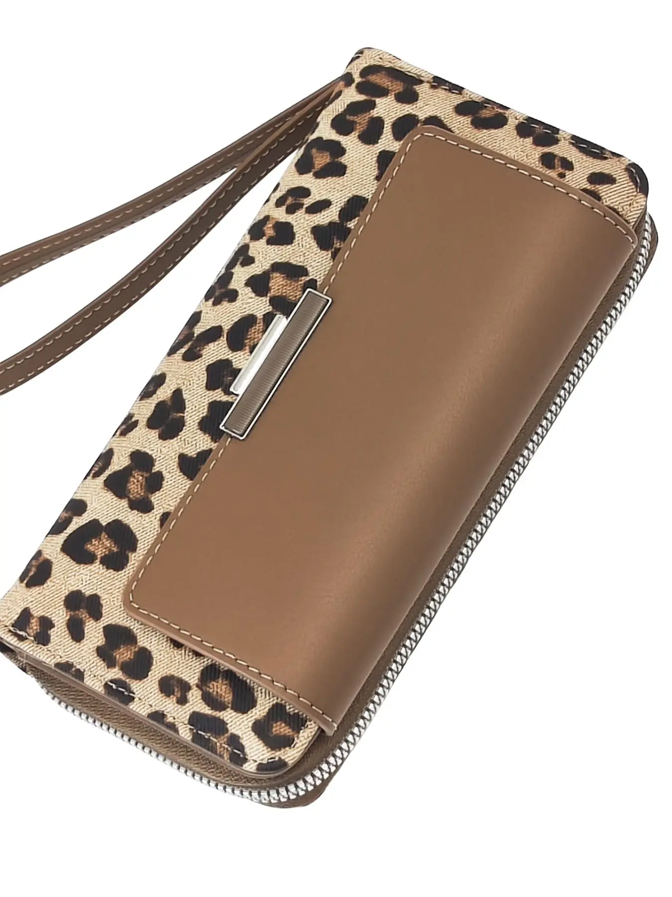 New Women's Foldable Wallet, Soft PU Material, Zipper Design, Multi-Functional Large Capacity Card Holder, Fashion Leopard Print, Keychain Wallet