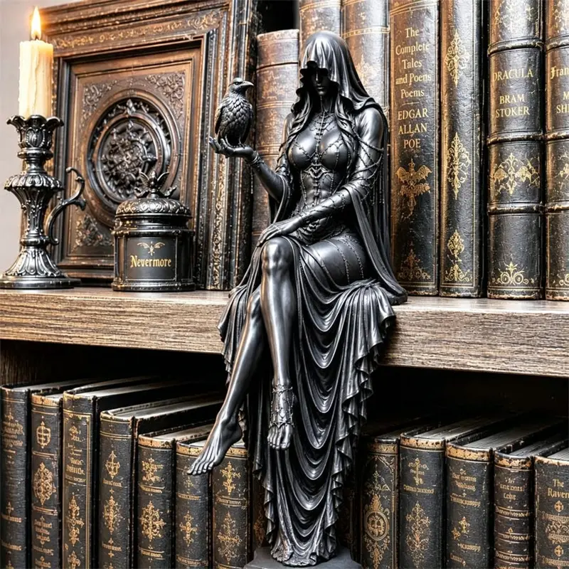 Gothic Raven Shelf Sitter Statue