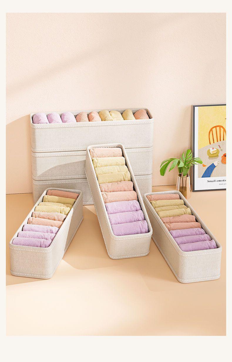 Cotton and linen washable socks underwear storage portable organizer, dormitory home wardrobe artifact multi-functional foldable storage box